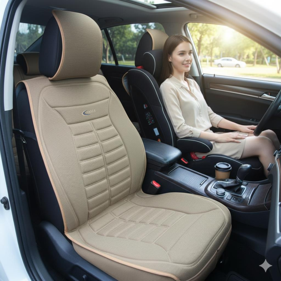 Space Tüm Araçlarla Uyumlu Premium Koltuk Minderi Ön ve Arka koltuklar için 5'li Bej Renk