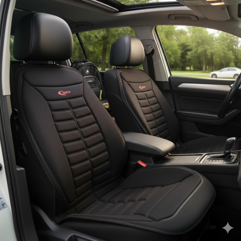 Space Tüm Araçlarla Uyumlu Premium Koltuk Minderi Ön ve Arka koltuklar için 5'li Siyah Renk
