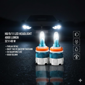 Space H8-9-11 Led Far Ampulü 4800LM parlak beyaz güçlü ışık