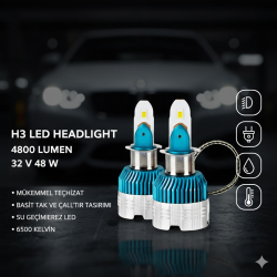 Space H3 Led Far Ampulü 4800LM Güçlü parlak beyaz Led Far