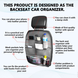 Space Koltuk Arkası Organizer(Deri)-Gri / SYESY95