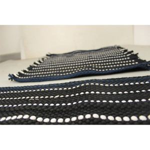 Space Kilim Desenli Minder - Siyah Beyaz Lacivert (3'lü Takım)