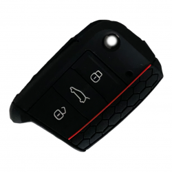 Space Silikon Anahtar Kabı- Volkswagen/Golf7 Siyah-Kırmızı çizgili / SYPD53