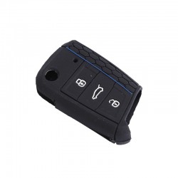 Space Silikon Anahtar Kabı- Volkswagen/Golf7 Siyah-Mavi çizgili / SYPD53-1