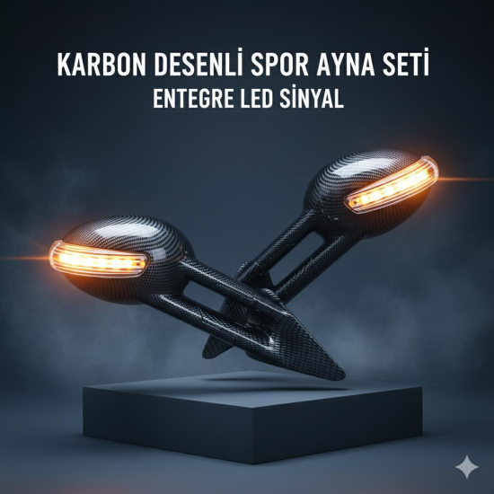 Space Sinyalli M3 Tipi Ayna - Siyah-Karbon-Krom (Takım)