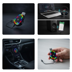 Space Usb girişli ve aux aux kablolu blueetooth kit Renkli tasarım