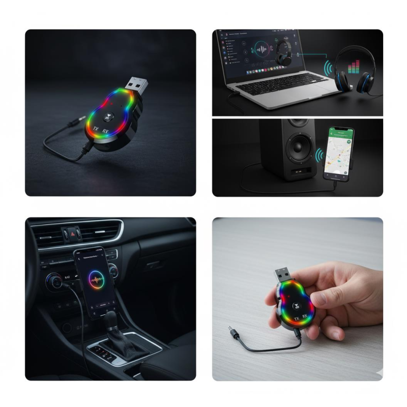 Space Usb girişli ve aux aux kablolu blueetooth kit Renkli tasarım