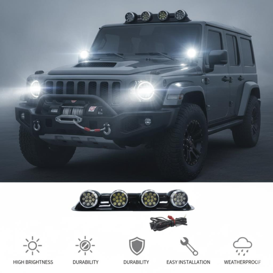 Yuvarlak 12x4 Ledli Siyah Offroad Sis Lambası