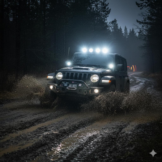 Yuvarlak 12x4 Ledli Siyah Offroad Sis Lambası