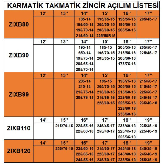 Space Takmatik Pratik Kullanışlı Kar Zinciri Tüm Lastik Ölçüleri İçin Grup:8 Space Takmatik Pratik Kullanışlı Kar Zinciri Tüm Lastik Ölçüleri İçin Grup:8