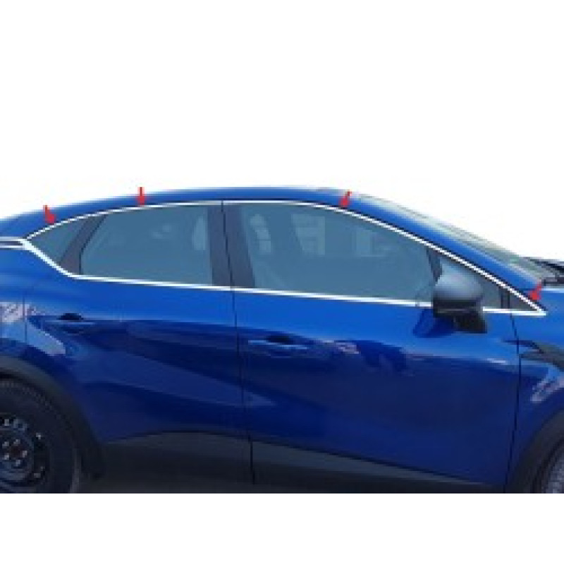 OMSA Renault Captur 2 Krom Üst Cam Çerçeve 8 Parça 2019 ve Sonrası