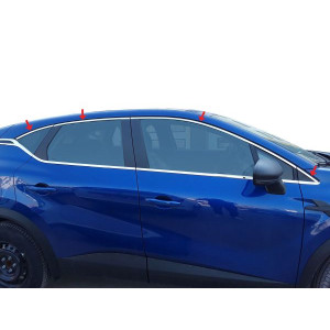 OMSA Renault Captur 2 Krom Üst Cam Çerçeve 8 Parça 2019 ve Sonrası