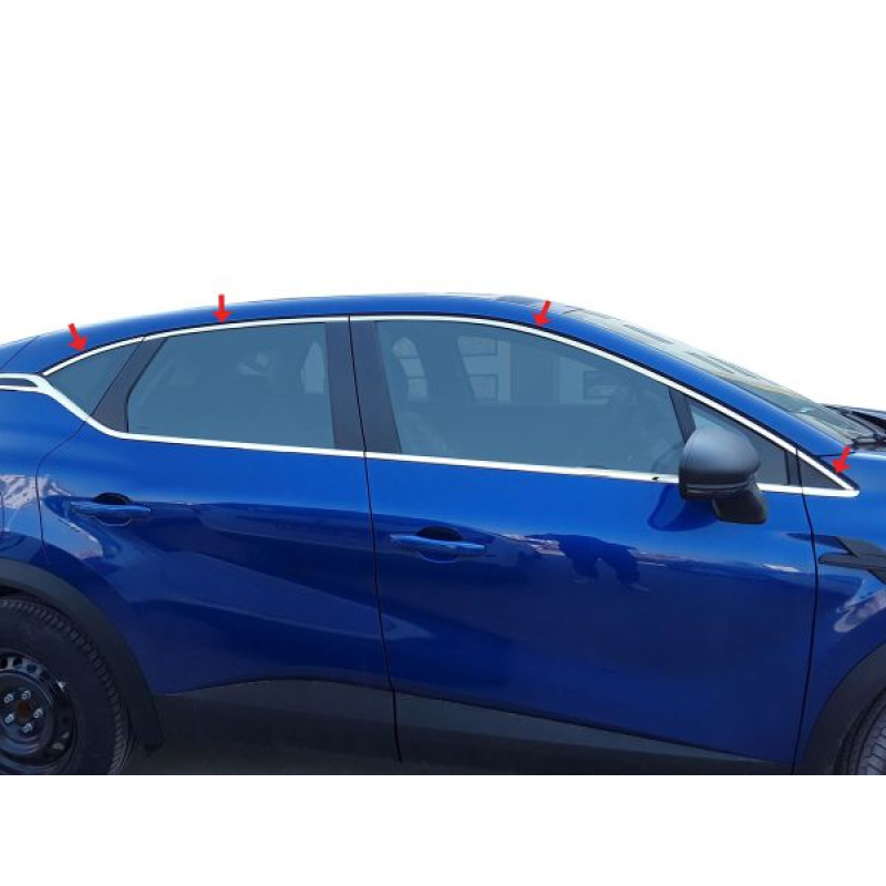 OMSA Renault Captur 2 Krom Üst Cam Çerçeve 8 Parça 2019 ve Sonrası