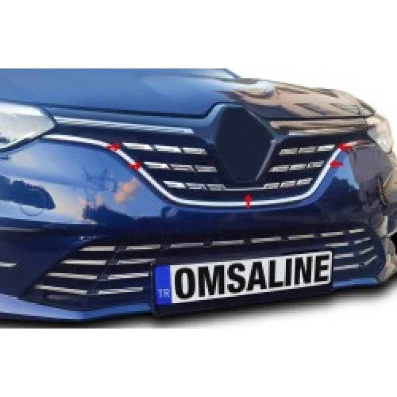 OMSA Renault Megane 4 Sedan Krom Ön Tampon Alt Çıta 7 Parça 2021 ve Sonrası