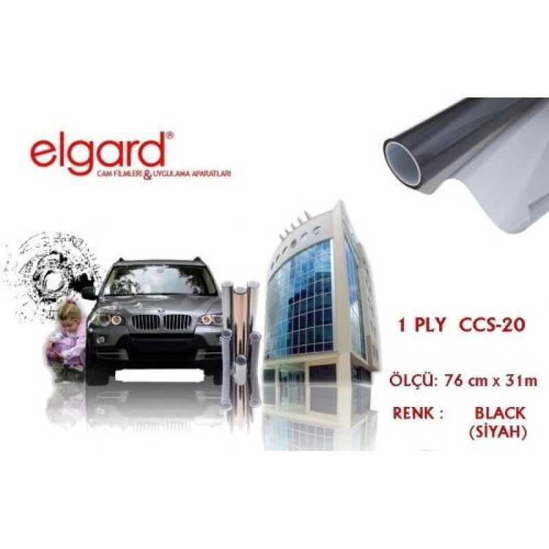 Elgard CCS-20 76cm x 31m Orta Koyu Siyah Çizilmez Cam Filmi
