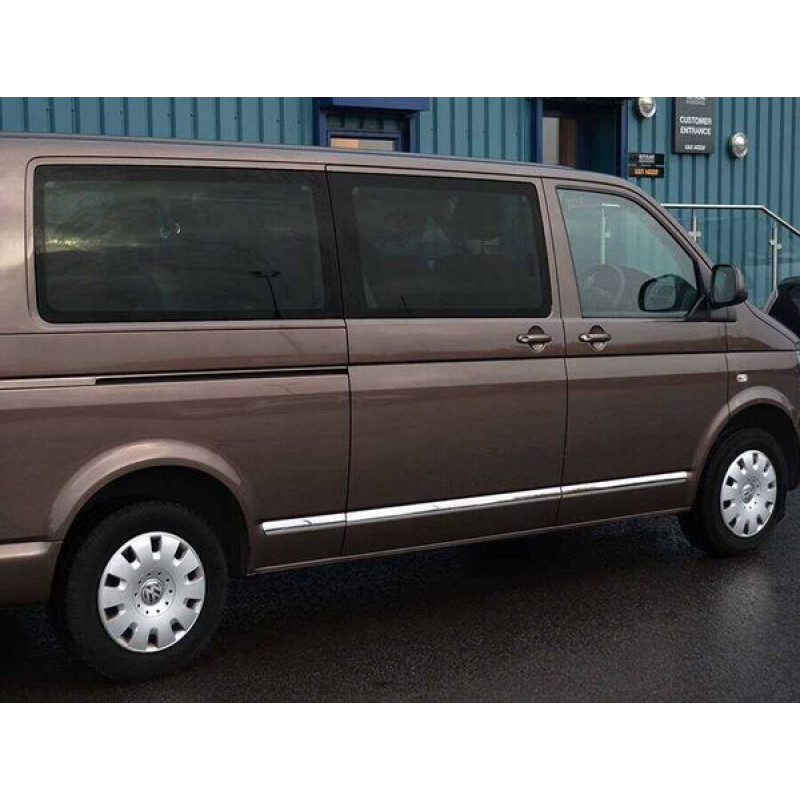 OMSA VW T5 Caravelle Krom Yan Kapı Çıtası 5 Parça Çift Sürgü Kısa Şase 2003 ve Sonrası