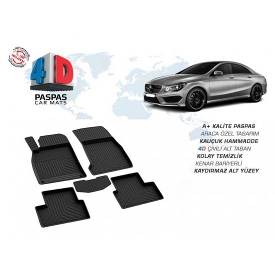 Mercedes CLA Class W117 4D Havuzlu Paspas Siyah 2013-2018 Arası