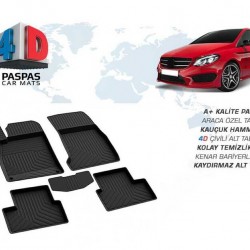 Mercedes B Class W246 4D Havuzlu Paspas Siyah 2012 ve Sonrası