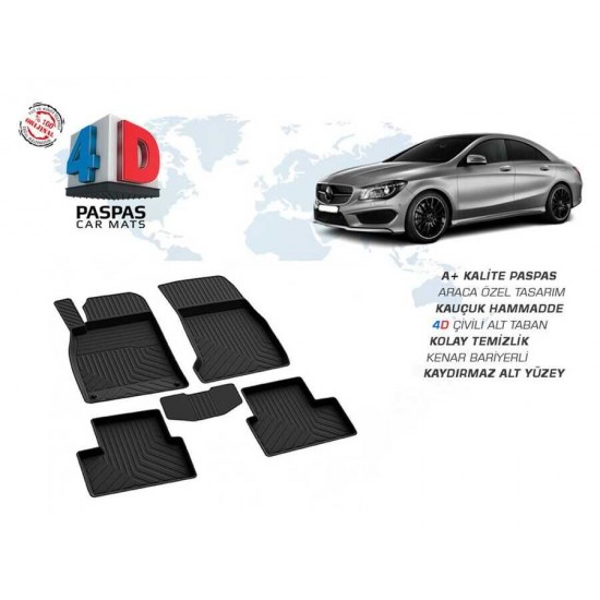 Mercedes CLA Class W117 4D Havuzlu Paspas Siyah 2013-2018 Arası