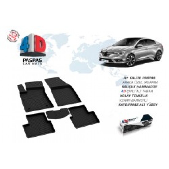 Renault Megane 4 Sedan 4D Havuzlu Paspas Sol Kulaklı Bagaj Havuzu Seti 2016 ve Sonrası Renault Megane 4 Sedan 4D Havuzlu Paspas Sol Kulaklı Bagaj Havuzu Seti 2016 ve Sonrası